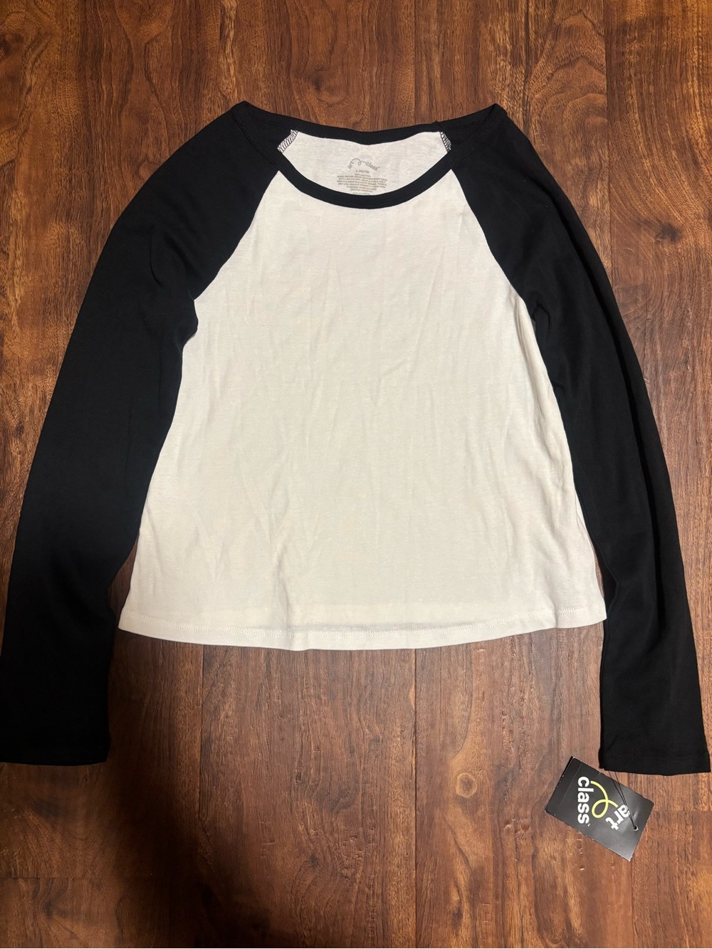 Art Class Girls’ Long Sleeve Raglan Shirt - White/Black L